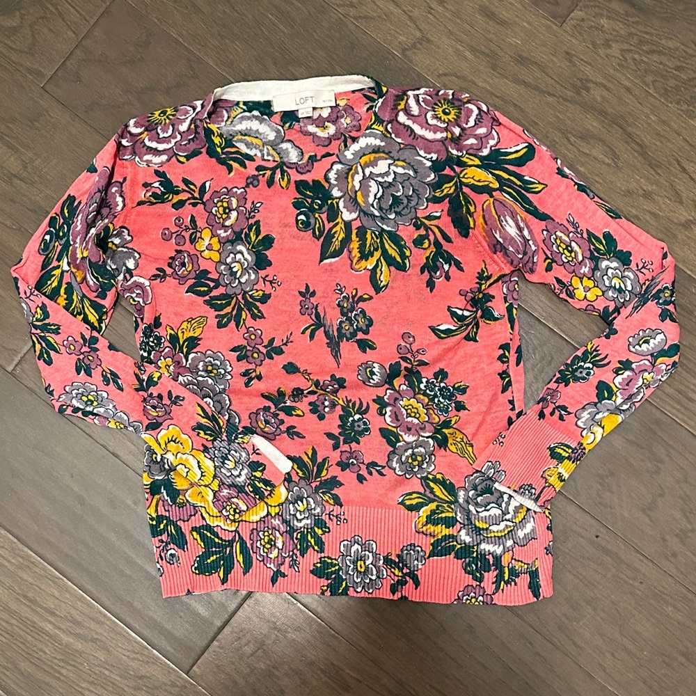 LOFT Multicolor Floral light sweater sz SP